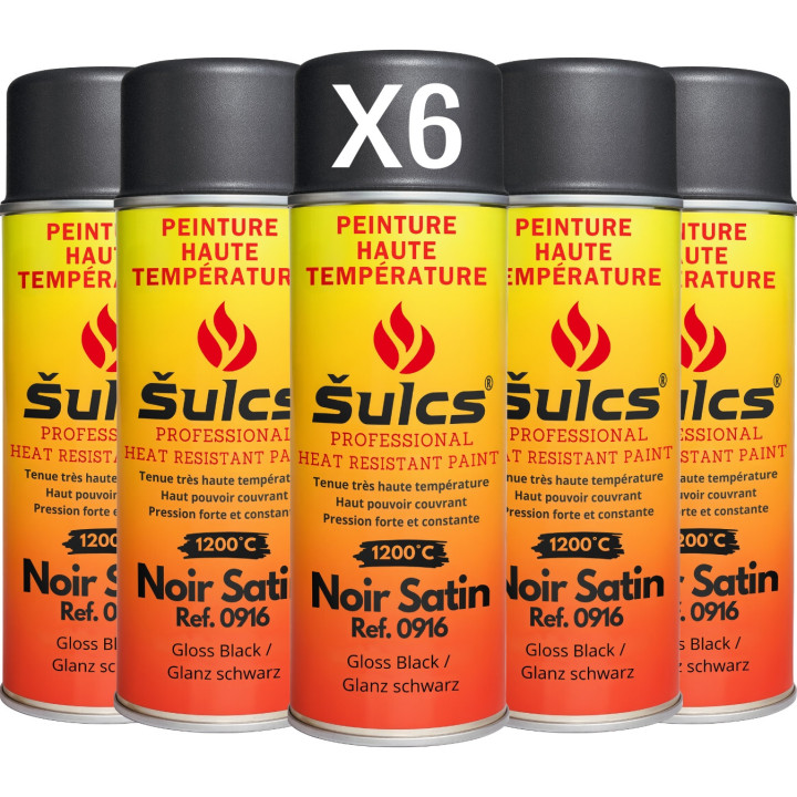 Noir Satin - Peinture professionnelle très haute température 1200°c - Aérosol 400Ml - Ref. 0916
